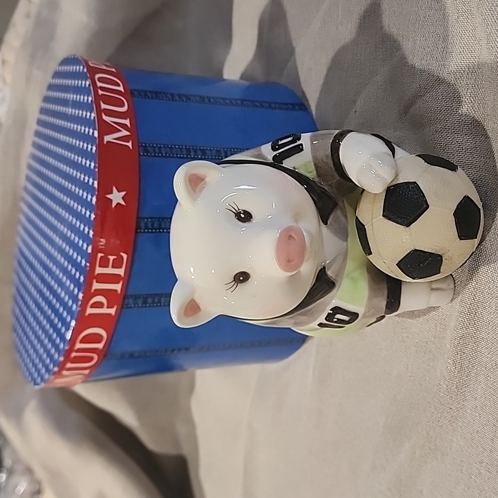Mud Pie Soccer Star Pig Ceramic Piggy Bank